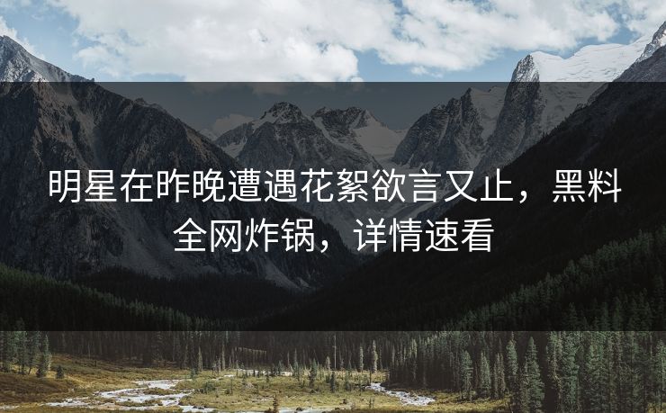 明星在昨晚遭遇花絮欲言又止，黑料全网炸锅，详情速看