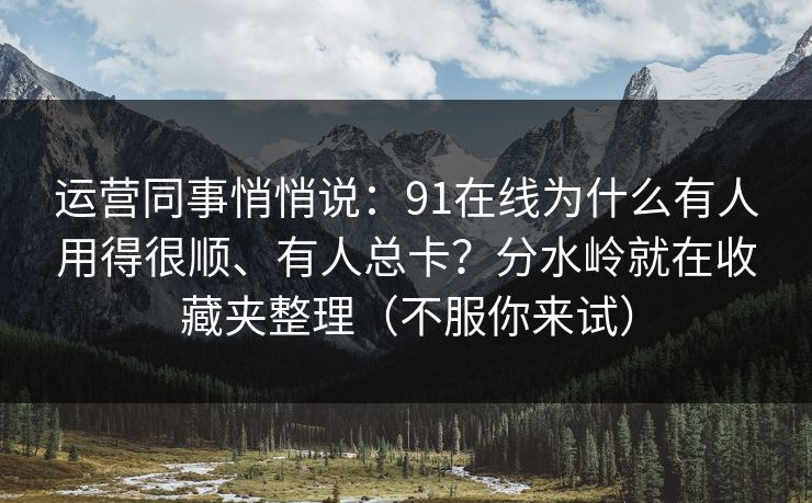 运营同事悄悄说：91在线为什么有人用得很顺、有人总卡？分水岭就在收藏夹整理（不服你来试）